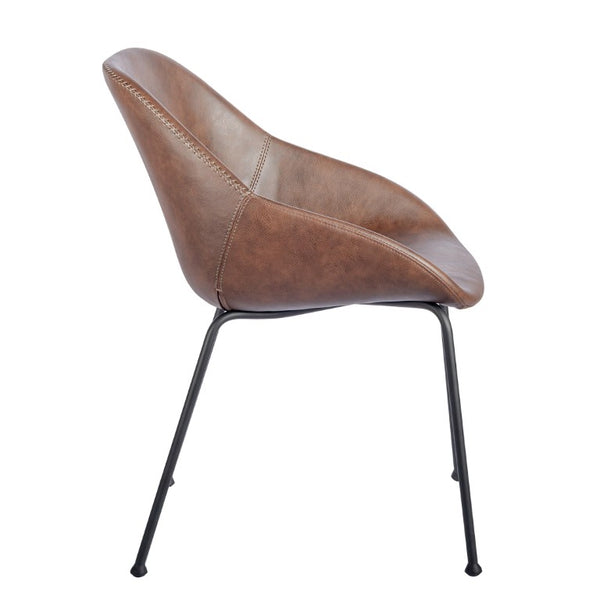 EuroStyle Corinna Distressed Leatherette Dining Side Chairs with Steel Base Set of 2 Dark Brown 30502BRN