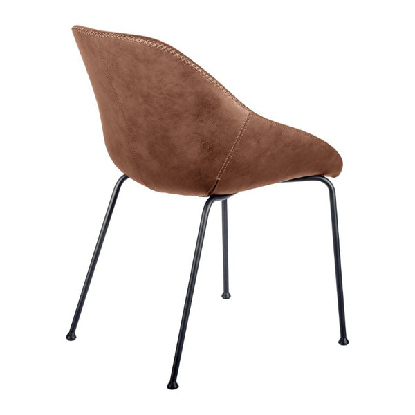 EuroStyle Corinna Distressed Leatherette Dining Side Chairs with Steel Base Set of 2 Dark Brown 30502BRN