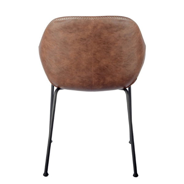 EuroStyle Corinna Distressed Leatherette Dining Side Chairs with Steel Base Set of 2 Dark Brown 30502BRN