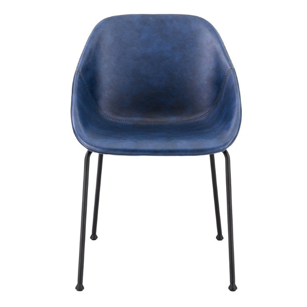 EuroStyle Corinna Distressed Leatherette Dining Side Chairs with Steel Base Set of 2 Dark Blue 30502DKBLU