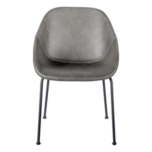 EuroStyle Corinna Distressed Leatherette Dining Side Chairs with Steel Base Set of 2 Charcoal Gray 30502DKGRY