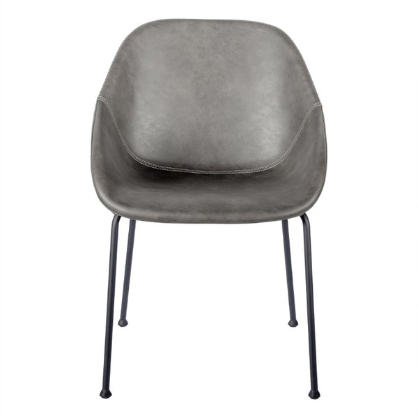 EuroStyle Corinna Distressed Leatherette Dining Side Chairs with Steel Base Set of 2 Charcoal Gray 30502DKGRY