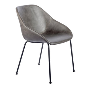 EuroStyle Corinna Distressed Leatherette Dining Side Chairs with Steel Base Set of 2 Charcoal Gray 30502DKGRY