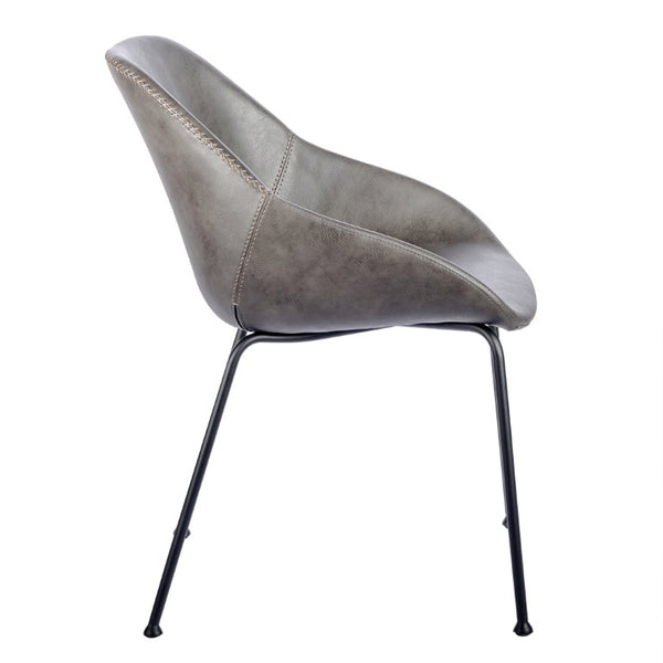 EuroStyle Corinna Distressed Leatherette Dining Side Chairs with Steel Base Set of 2 Charcoal Gray 30502DKGRY