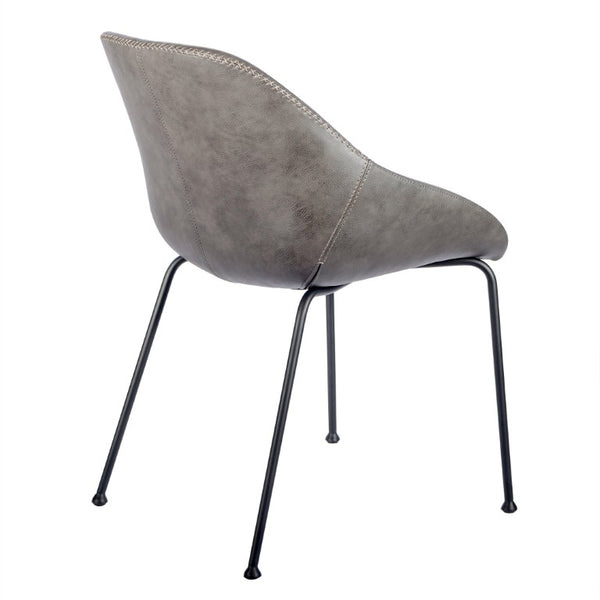 EuroStyle Corinna Distressed Leatherette Dining Side Chairs with Steel Base Set of 2 Charcoal Gray 30502DKGRY
