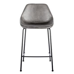 EuroStyle Corinna Industrial Faux Leather Counter Stools with Steel Base for Kitchen or Bar Charcoal Gray 30504DKGRY