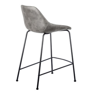 EuroStyle Corinna Industrial Faux Leather Counter Stools with Steel Base for Kitchen or Bar Charcoal Gray 30504DKGRY