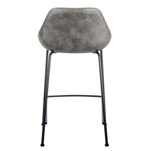 EuroStyle Corinna Industrial Faux Leather Counter Stools with Steel Base for Kitchen or Bar Charcoal Gray 30504DKGRY