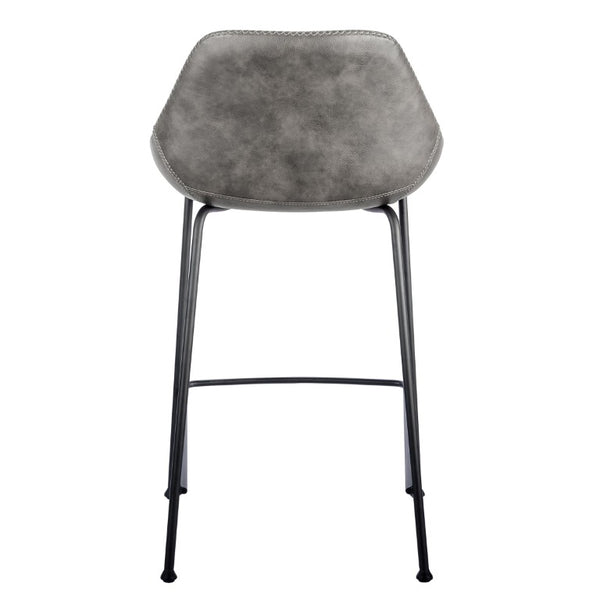 EuroStyle Corinna Industrial Faux Leather Counter Stools with Steel Base for Kitchen or Bar Charcoal Gray 30504DKGRY