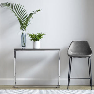 EuroStyle Corinna Industrial Faux Leather Counter Stools with Steel Base for Kitchen or Bar Charcoal Gray 30504DKGRY
