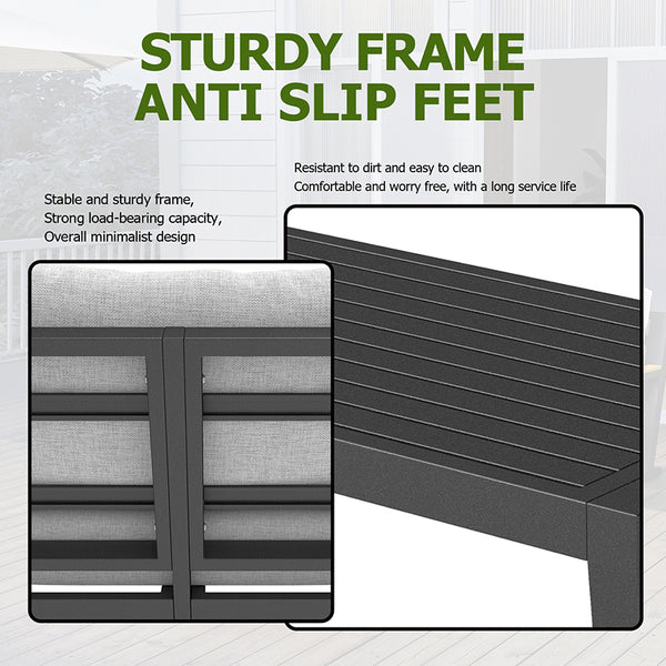 English Elm Aluminum 5-Seat Outdoor Sectional Sofa Set with Coffee Table, Waterproof Olefin Cushions, Grey Modern W2775S00013