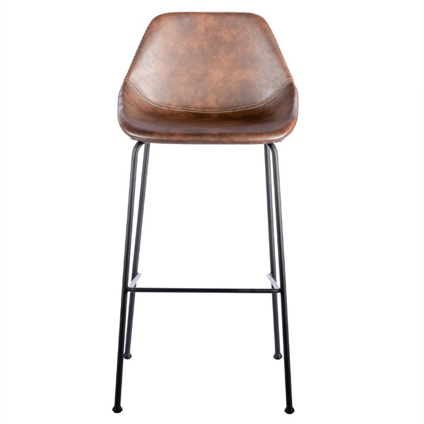 EuroStyle Corinna Industrial Leatherette Barstools with Steel Base for Kitchen or Home Bar Dark Brown 30506BRN