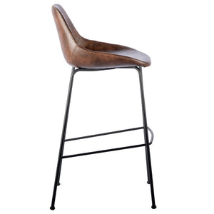 EuroStyle Corinna Industrial Leatherette Barstools with Steel Base for Kitchen or Home Bar Dark Brown 30506BRN