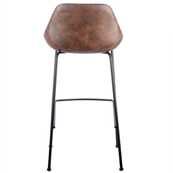 EuroStyle Corinna Industrial Leatherette Barstools with Steel Base for Kitchen or Home Bar Dark Brown 30506BRN
