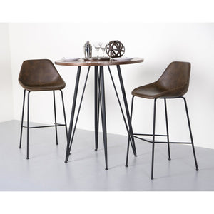 EuroStyle Corinna Industrial Leatherette Barstools with Steel Base for Kitchen or Home Bar Dark Brown 30506BRN