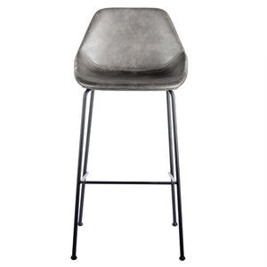 EuroStyle Corinna Industrial Leatherette Barstools with Steel Base for Kitchen or Home Bar Charcoal Gray 30506DKGRY
