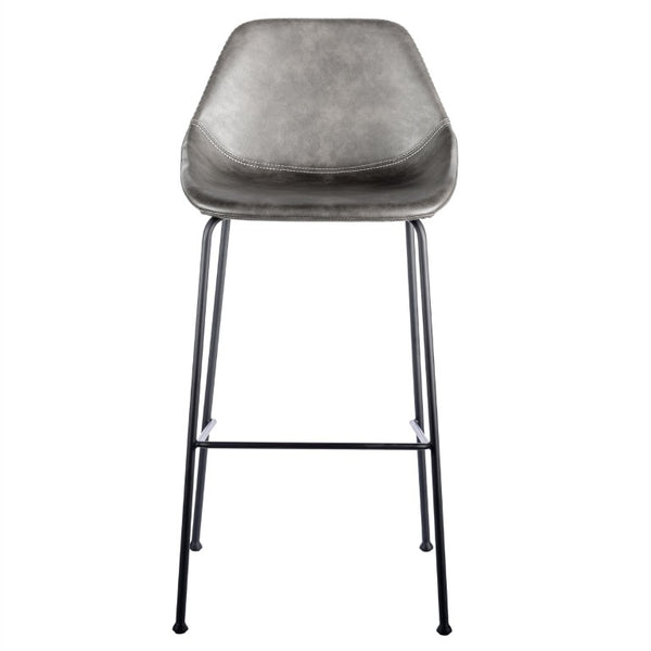 EuroStyle Corinna Industrial Leatherette Barstools with Steel Base for Kitchen or Home Bar Charcoal Gray 30506DKGRY
