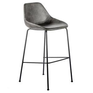 EuroStyle Corinna Industrial Leatherette Barstools with Steel Base for Kitchen or Home Bar Charcoal Gray 30506DKGRY