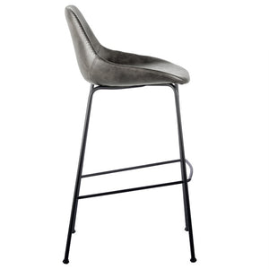 EuroStyle Corinna Industrial Leatherette Barstools with Steel Base for Kitchen or Home Bar Charcoal Gray 30506DKGRY