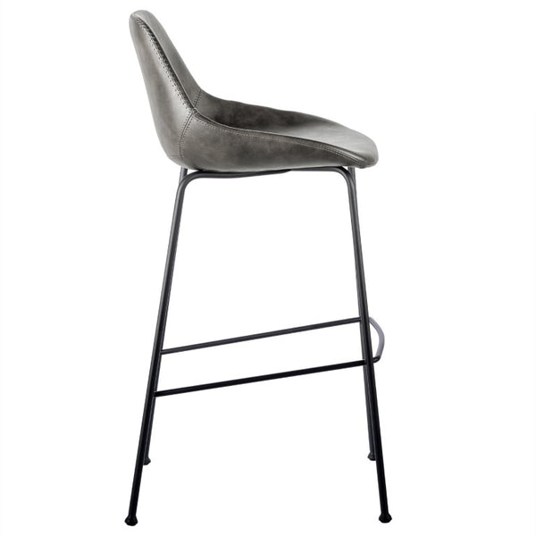 EuroStyle Corinna Industrial Leatherette Barstools with Steel Base for Kitchen or Home Bar Charcoal Gray 30506DKGRY