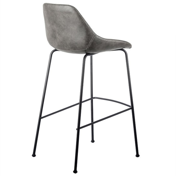 EuroStyle Corinna Industrial Leatherette Barstools with Steel Base for Kitchen or Home Bar Charcoal Gray 30506DKGRY
