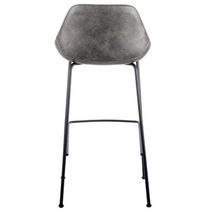 EuroStyle Corinna Industrial Leatherette Barstools with Steel Base for Kitchen or Home Bar Charcoal Gray 30506DKGRY