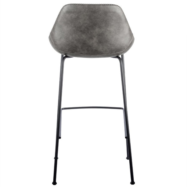 EuroStyle Corinna Industrial Leatherette Barstools with Steel Base for Kitchen or Home Bar Charcoal Gray 30506DKGRY