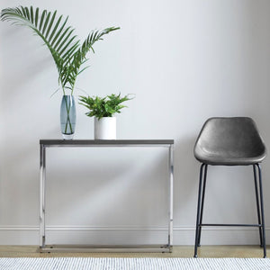 EuroStyle Corinna Industrial Leatherette Barstools with Steel Base for Kitchen or Home Bar Charcoal Gray 30506DKGRY