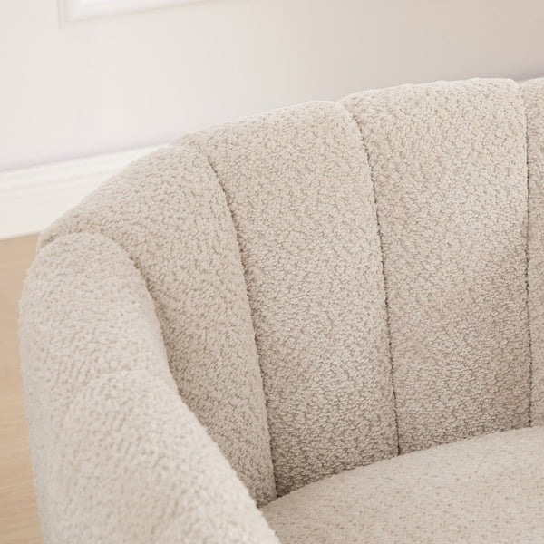 English Elm 31.89 Inch Chenille Tufted Swivel Barrel Armchair Pumpkin Sculpted Design for Living Rooms Wheat W3098P397229