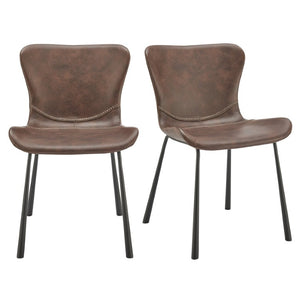 EuroStyle Melody Faux Leather Dining Side Chairs with Baseball Stitch Detail Set of 2 Dark Brown 30510BRN