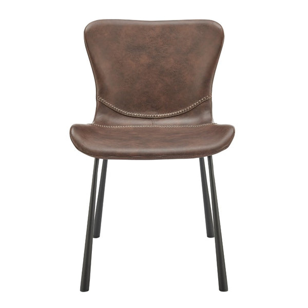 EuroStyle Melody Faux Leather Dining Side Chairs with Baseball Stitch Detail Set of 2 Dark Brown 30510BRN
