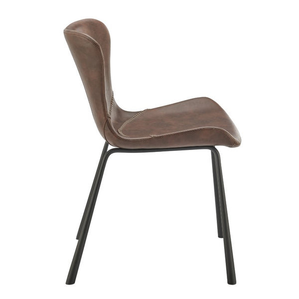 EuroStyle Melody Faux Leather Dining Side Chairs with Baseball Stitch Detail Set of 2 Dark Brown 30510BRN
