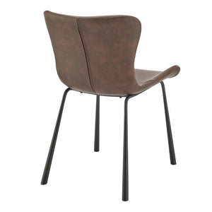 EuroStyle Melody Faux Leather Dining Side Chairs with Baseball Stitch Detail Set of 2 Dark Brown 30510BRN