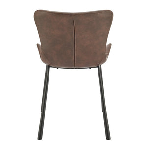 EuroStyle Melody Faux Leather Dining Side Chairs with Baseball Stitch Detail Set of 2 Dark Brown 30510BRN