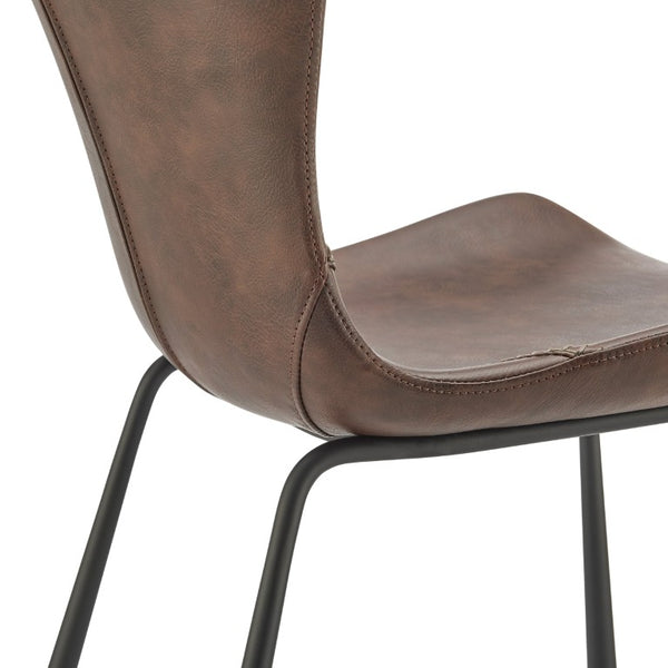 EuroStyle Melody Faux Leather Dining Side Chairs with Baseball Stitch Detail Set of 2 Dark Brown 30510BRN