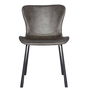 EuroStyle Melody Faux Leather Dining Side Chairs with Baseball Stitch Detail Set of 2 Charcoal Gray 30510DKGRY