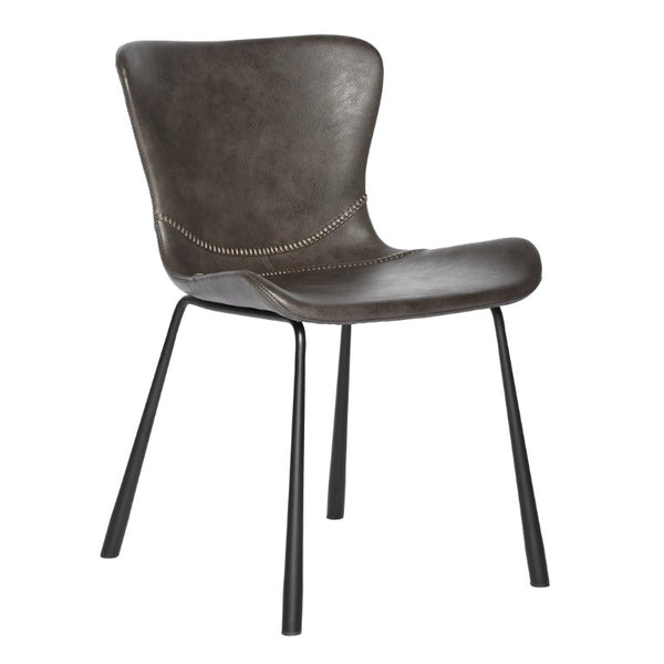 EuroStyle Melody Faux Leather Dining Side Chairs with Baseball Stitch Detail Set of 2 Charcoal Gray 30510DKGRY