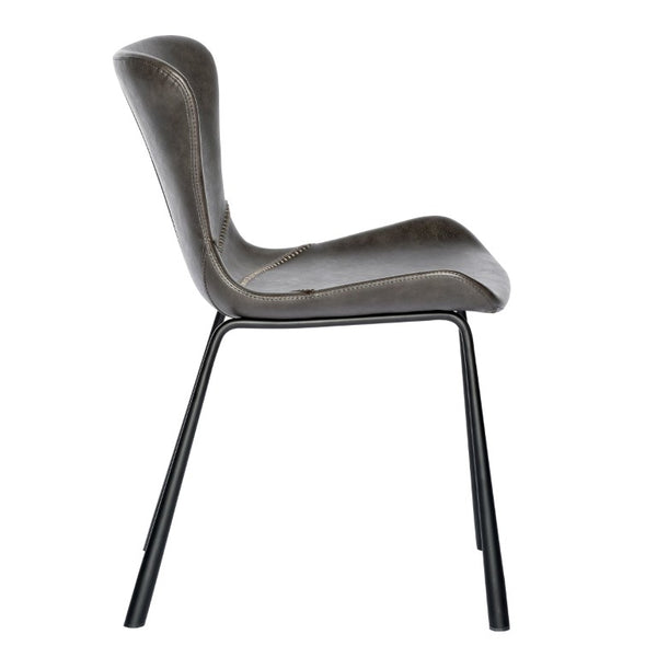 EuroStyle Melody Faux Leather Dining Side Chairs with Baseball Stitch Detail Set of 2 Charcoal Gray 30510DKGRY
