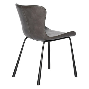 EuroStyle Melody Faux Leather Dining Side Chairs with Baseball Stitch Detail Set of 2 Charcoal Gray 30510DKGRY