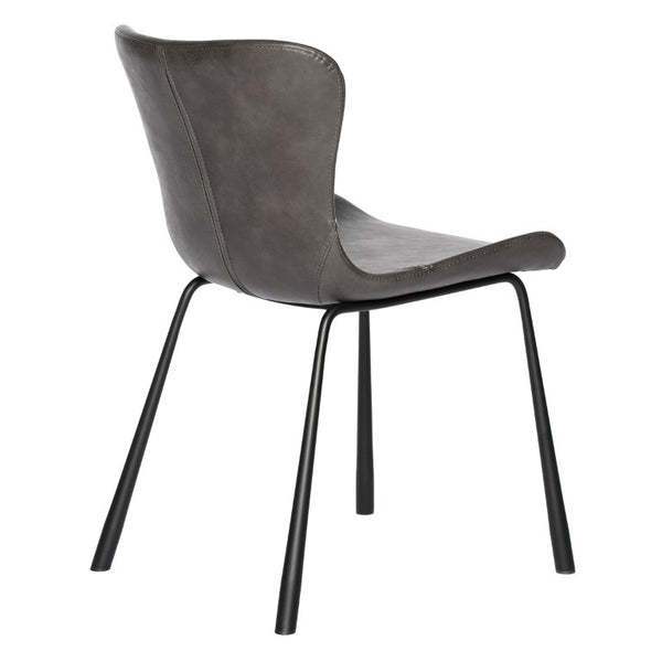 EuroStyle Melody Faux Leather Dining Side Chairs with Baseball Stitch Detail Set of 2 Charcoal Gray 30510DKGRY
