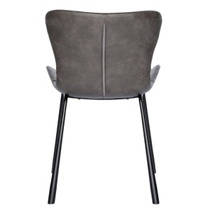 EuroStyle Melody Faux Leather Dining Side Chairs with Baseball Stitch Detail Set of 2 Charcoal Gray 30510DKGRY