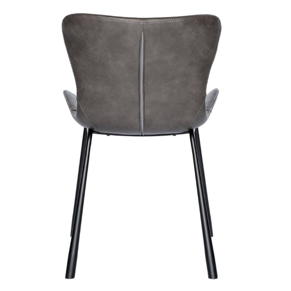 EuroStyle Melody Faux Leather Dining Side Chairs with Baseball Stitch Detail Set of 2 Charcoal Gray 30510DKGRY