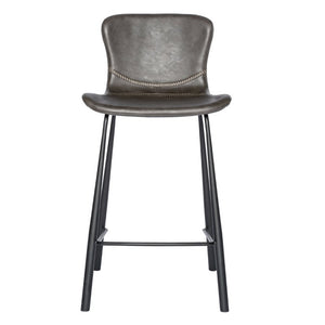EuroStyle Melody Industrial Counter Stools Set of 2 Distressed Faux Leather Matte Steel Charcoal Gray 30512DKGRY