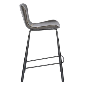 EuroStyle Melody Industrial Counter Stools Set of 2 Distressed Faux Leather Matte Steel Charcoal Gray 30512DKGRY
