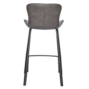 EuroStyle Melody Industrial Counter Stools Set of 2 Distressed Faux Leather Matte Steel Charcoal Gray 30512DKGRY