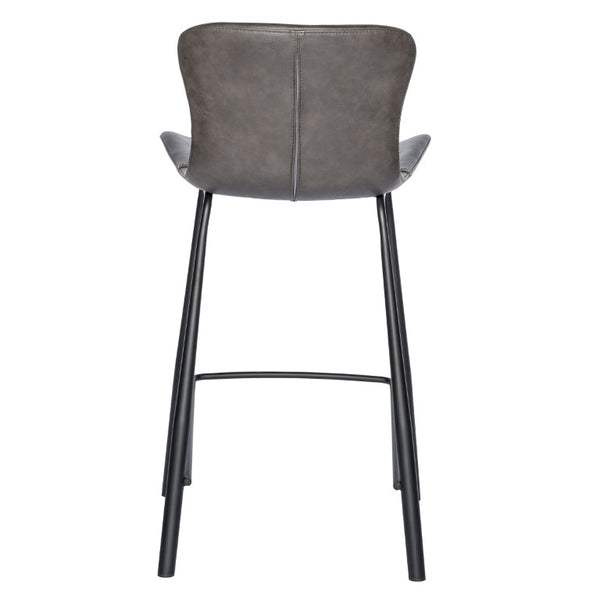 EuroStyle Melody Industrial Counter Stools Set of 2 Distressed Faux Leather Matte Steel Charcoal Gray 30512DKGRY