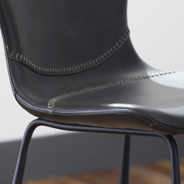 EuroStyle Melody Industrial Counter Stools Set of 2 Distressed Faux Leather Matte Steel Charcoal Gray 30512DKGRY