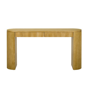 English Elm U_Style 58.2" Console Table With Drawers, Arched Legs & Stripe Design For Stylish Entryway Storage N711P289125O-GIGA