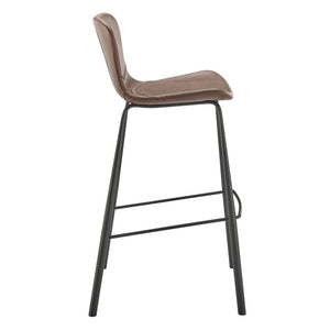 EuroStyle Melody Leatherette Bar Stools Set of 2 with Baseball Stitching and Steel Legs Dark Brown 30514BRN