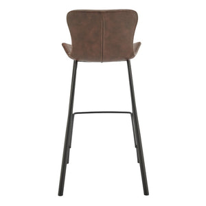 EuroStyle Melody Leatherette Bar Stools Set of 2 with Baseball Stitching and Steel Legs Dark Brown 30514BRN